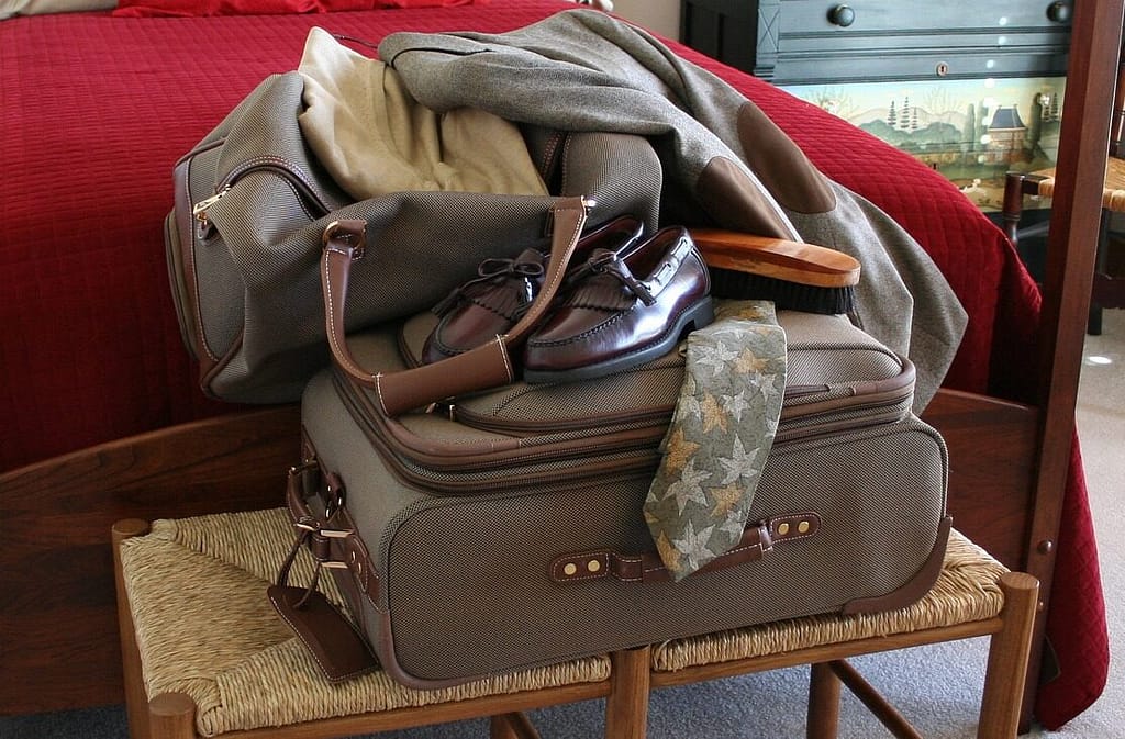 luggage, suitcase, shoes